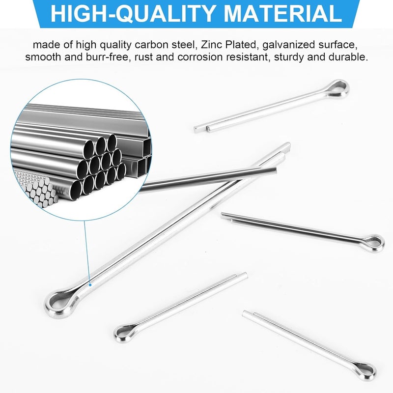 CARLWIN 180pcs Premium 304 Stainless Steel Cotter Pin Assortment Kit, 6 Sizes Heavy Duty Cotter Pins, Hardware Pins for Automotive, Machinery, Lawn Mowers, and DIY Projects - Image 4